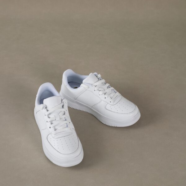 White Platform Sneakers – Embossed Logo Thick Sole Casual Fashion Shoes for Daily Wear - Image 4