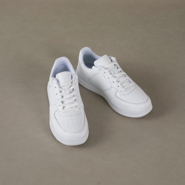 White Platform Sneakers – Embossed Logo Thick Sole Casual Fashion Shoes for Daily Wear - Image 3