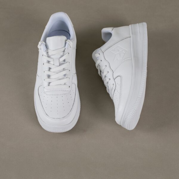 White Platform Sneakers – Embossed Logo Thick Sole Casual Fashion Shoes for Daily Wear - Image 2