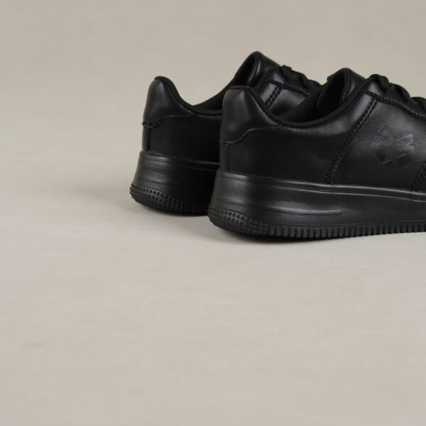 Black Leather Platform Sneakers – Stylish Thick Sole Casual Shoes with Embossed Logo Design - Image 4