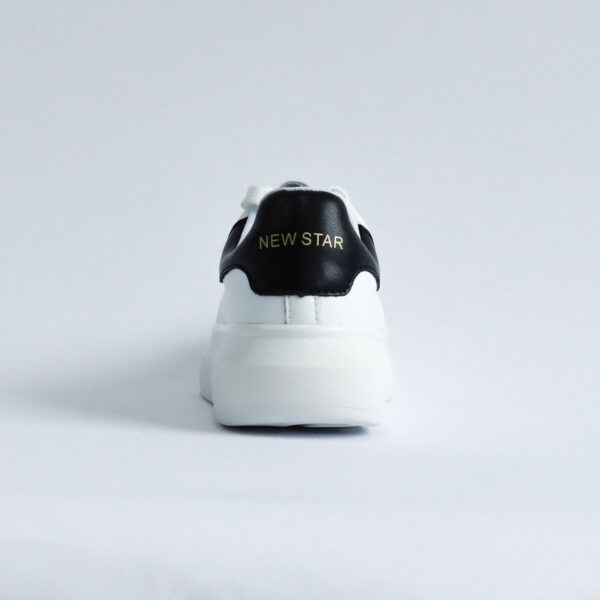 Fashion White Platform Sneakers – Stylish Thick Sole Casual Shoes with Black Accent Detailing - Image 4