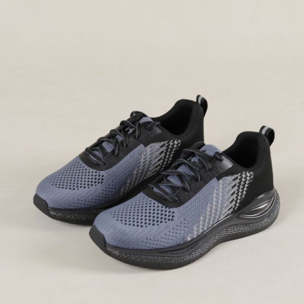 Athletic Running Shoes – Breathable Knit Mesh Grey Black Sports Footwear with Lightweight Supportive Sole - Image 2