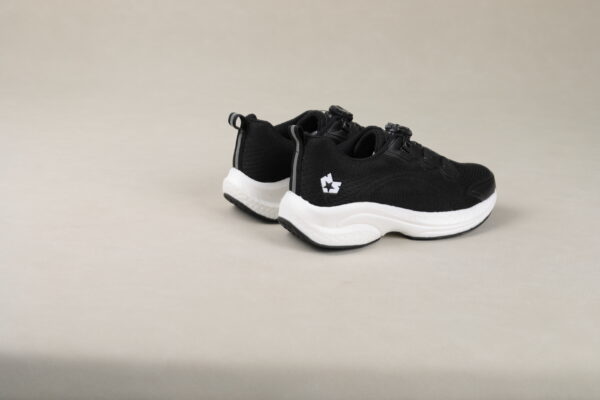 Black Knit Athletic Sneakers – Breathable Mesh Twist Knob Lacing Comfort Shoes with White Chunky Sole - Image 3