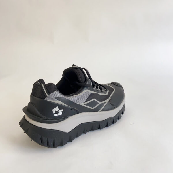 Black Outdoor Athletic Shoes – Durable Traction Sole, Mesh Accent Design & Stylish Grey-White Detailing - Image 2